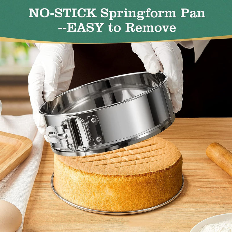 9 Inch E-Gtong Stainless Steel Springform Cake Pan with Removable Bottom