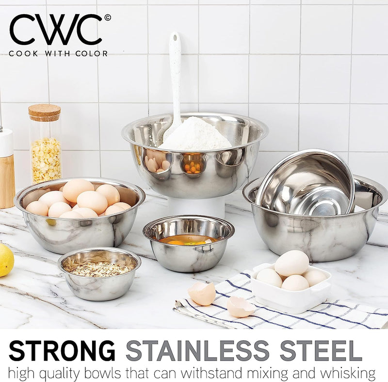 Stainless Steel Mixing Bowls - 6 Piece Set by COOK WITH COLOR