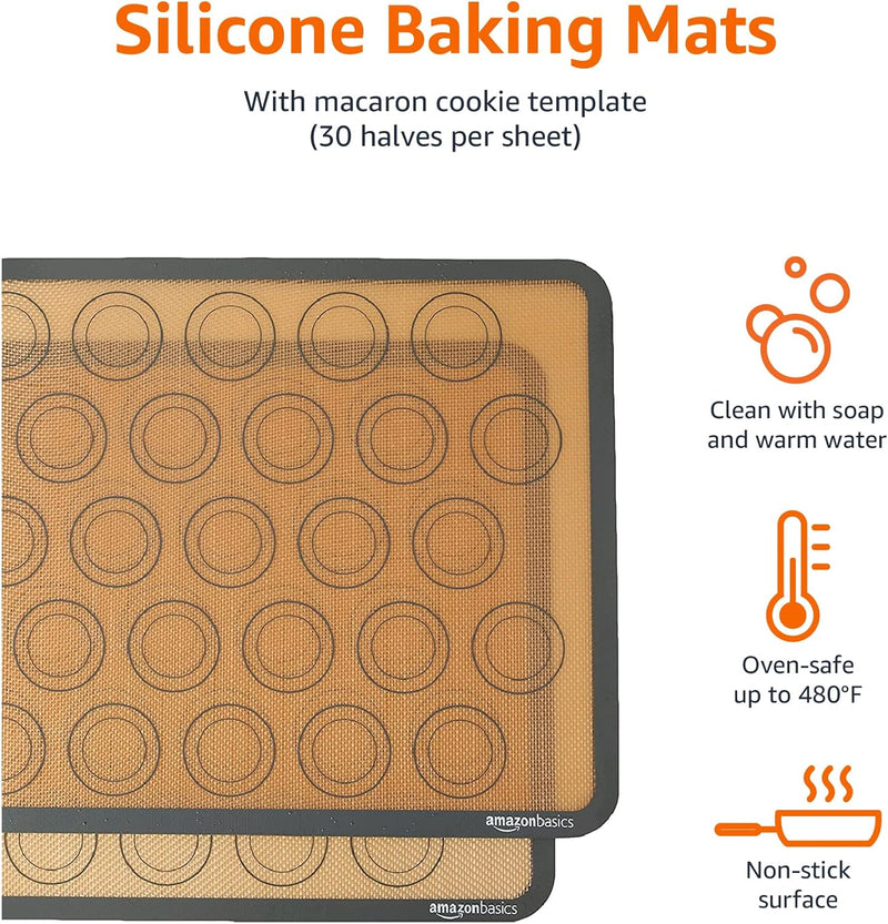 Set of 2 Silicone Non-Stick Baking Mats - BeigeGray 165 x 116 Food Safe