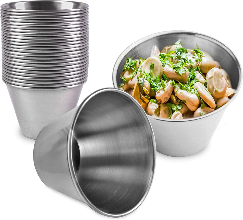 Stainless Steel Round Sauce Cups - Commercial Grade 24 Pack