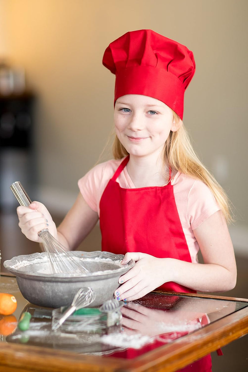 Kids Chef Hat and Apron Set - Real Cooking and Baking Wear Kit