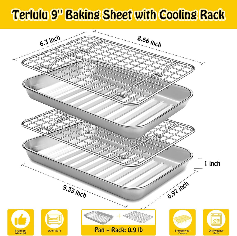 Terlulu Baking Sheet Set - Stainless Steel 2 Pans  2 Racks 16 with Cooling Rack