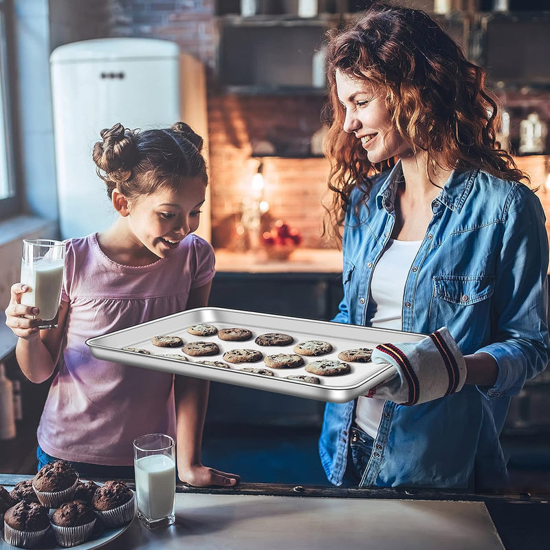 Stainless Steel Baking Sheet Set - 2 Pack Non-Toxic  Heavy Duty Mirror Finish 12x10x1 Dishwasher Safe