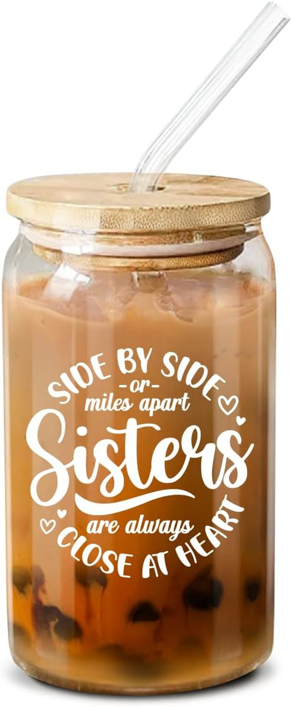 Christmas Gifts For Sister From Sister, Brother - Unique Birthday Present For Sister, Soul Sister, Big Sister, Little Sister, Sister In Law, Sibling, Bestie - 16 Oz Coffee Glass