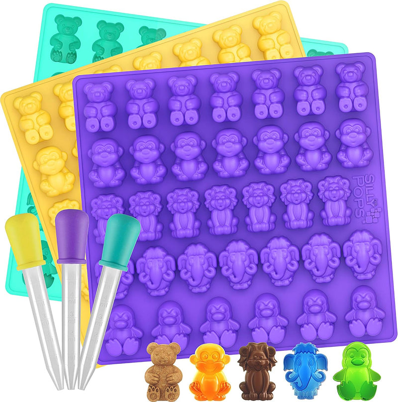 Large BPA-Free Gummy Bear Mold Set with Animals Droppers and Silicone Candy Molds