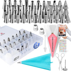 74-Pc Cake Decorating Kit with 48 Numbered Tips 201 Piping Bags Booklet E-book