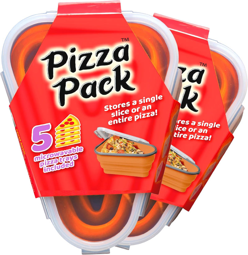 The Perfect Pizza Pack - Reusable Pizza Storage Container with 5 Microwavable Trays - BPA-Free Organizer for Space-Saving Red