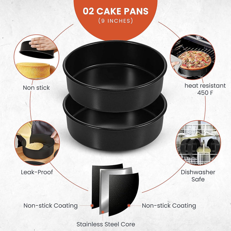 RFAQK 133PC Round Cake Pan Set with Baking and Decorating Supplies