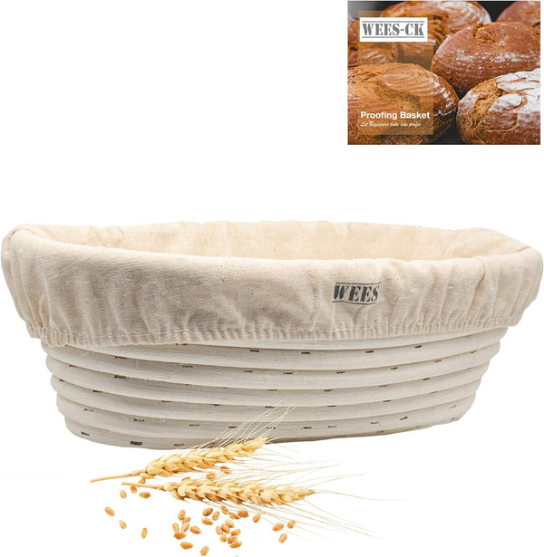 Handmade Bread Banneton Proofing Basket with Linen Cloth and User Guide