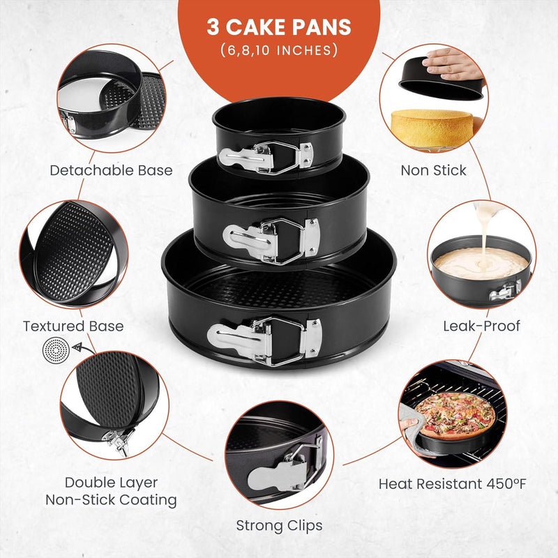 9 Nonstick Springform Cake Pan with 30 Parchment Paper Liners Leakproof Design