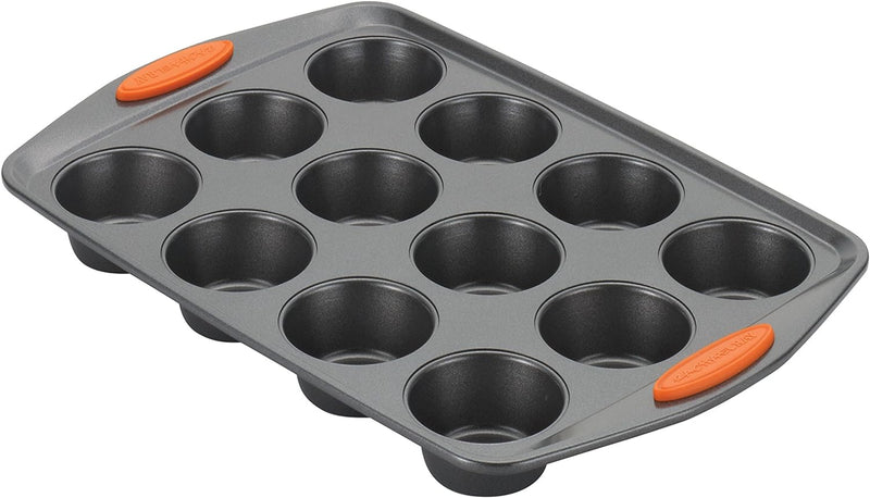 Rachael Ray Yum-o 24-Cup Nonstick Mini Muffin Pan - Gray with Orange Handles