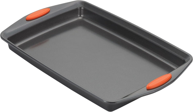 Rachael Ray 3-Piece Bakeware Set with Nonstick Gray and Marine Blue Grips