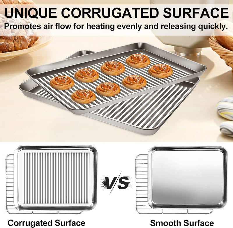 Stainless Steel Baking Set with Cooling Rack and Silicone Mat - 9 Pieces