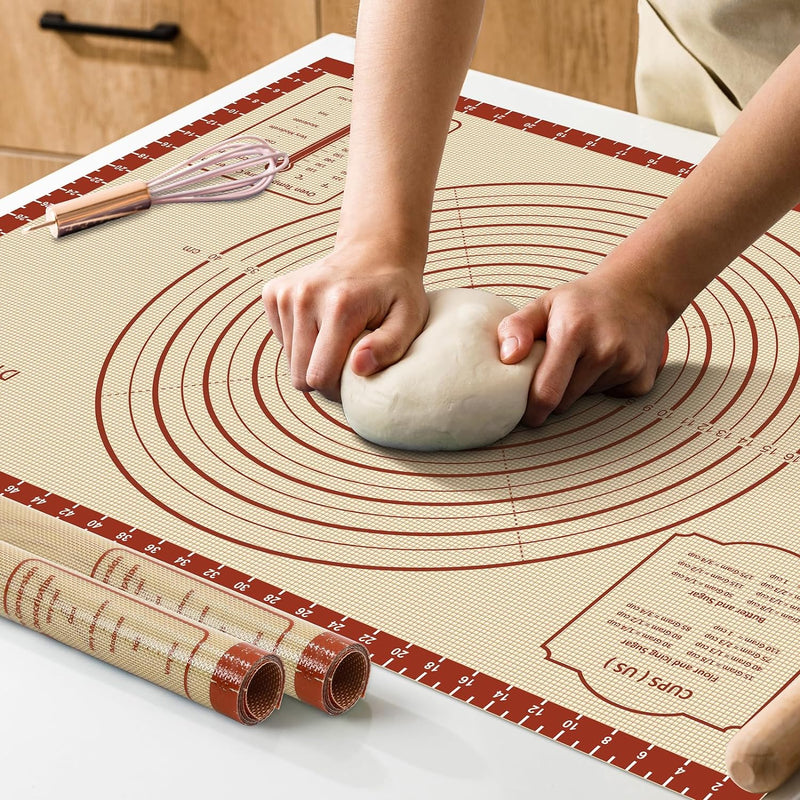 Extra Thick Silicone Baking Mat Non-Stick Large Sheet Mat with Measurement - Reusable for Baking and Dough Rolling