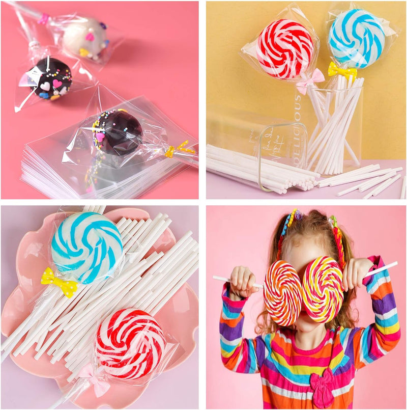 Cake Pop Treat Bag Set - 300PCS Including Parcel Bags Treat Sticks and Twist Ties