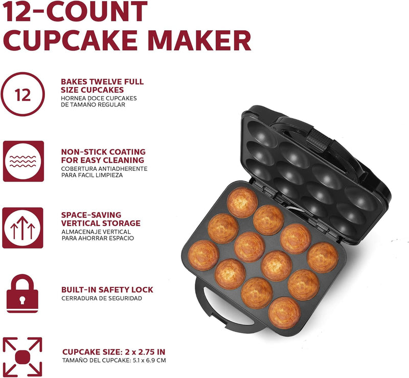 Non-Stick Cupcake Maker - Makes 6 Cupcakes Muffins and Cinnamon Buns for Birthdays and Holidays - Teal