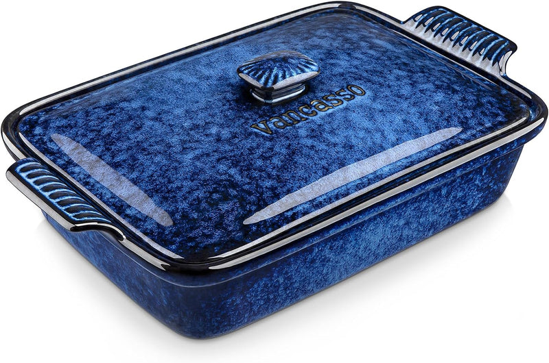 Vancasso Starry Casserole Dish 38 Quart Nonstick MicrowaveDishwasher Safe Blue