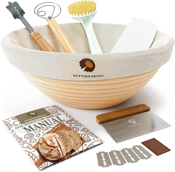 9 inch Round Sourdough Bread Proofing Basket - Bread Baking Supplies Set with Banneton Basket