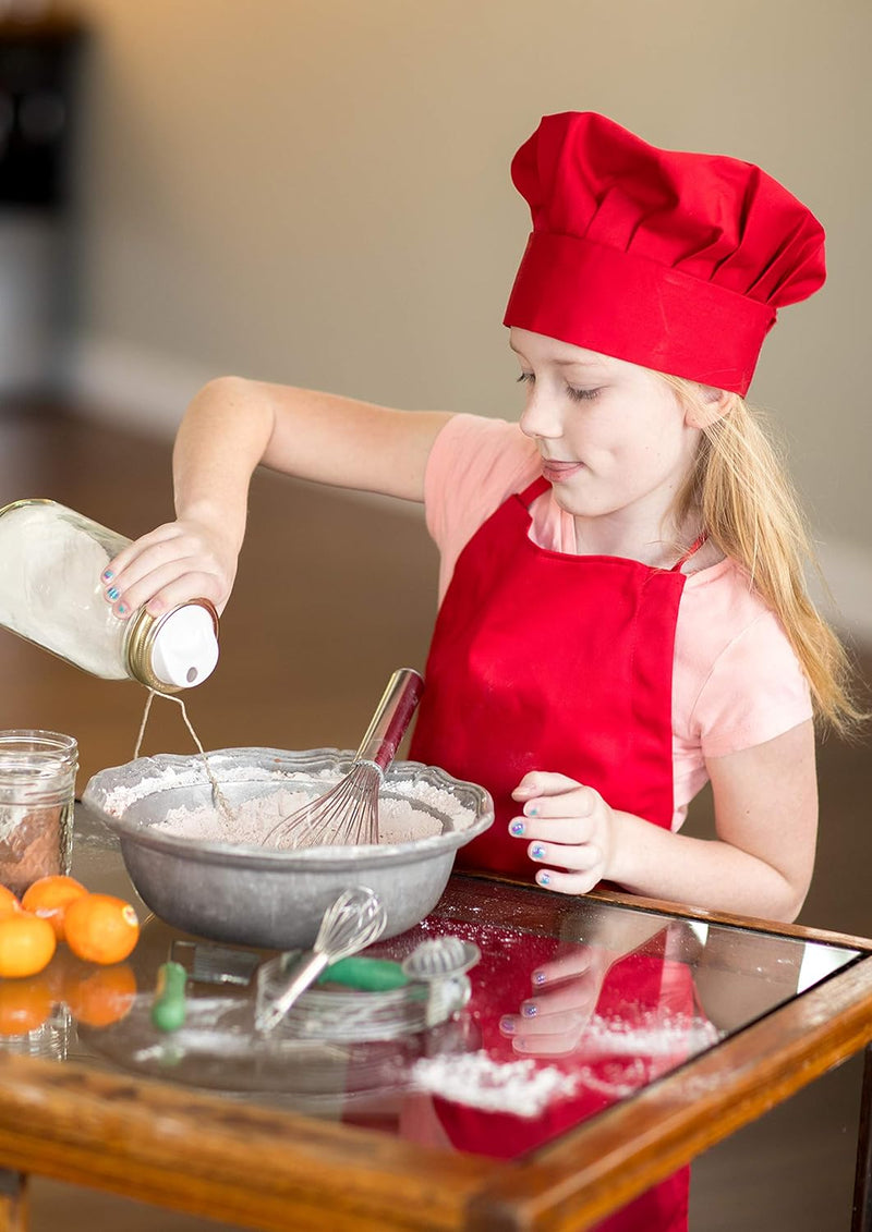 Kids Chef Hat and Apron Set - Real Cooking and Baking Wear Kit