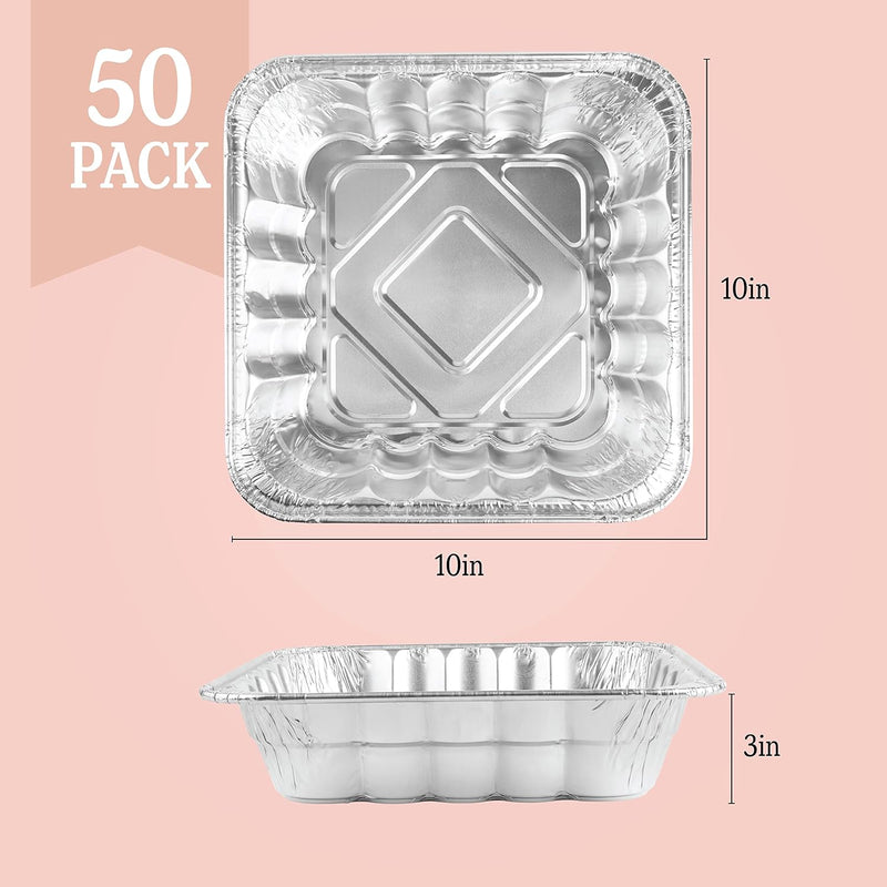 PLASTICPRO Disposable Square Aluminum Baking Pans - Pack of 25 3x3x2 inches