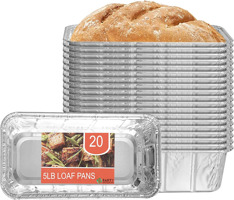 20 Pack Aluminum Loaf Pans - Heavy Duty Disposable Bread Pans 2 lb for Baking and Serving 85 x 45 x 25 - Max 240C