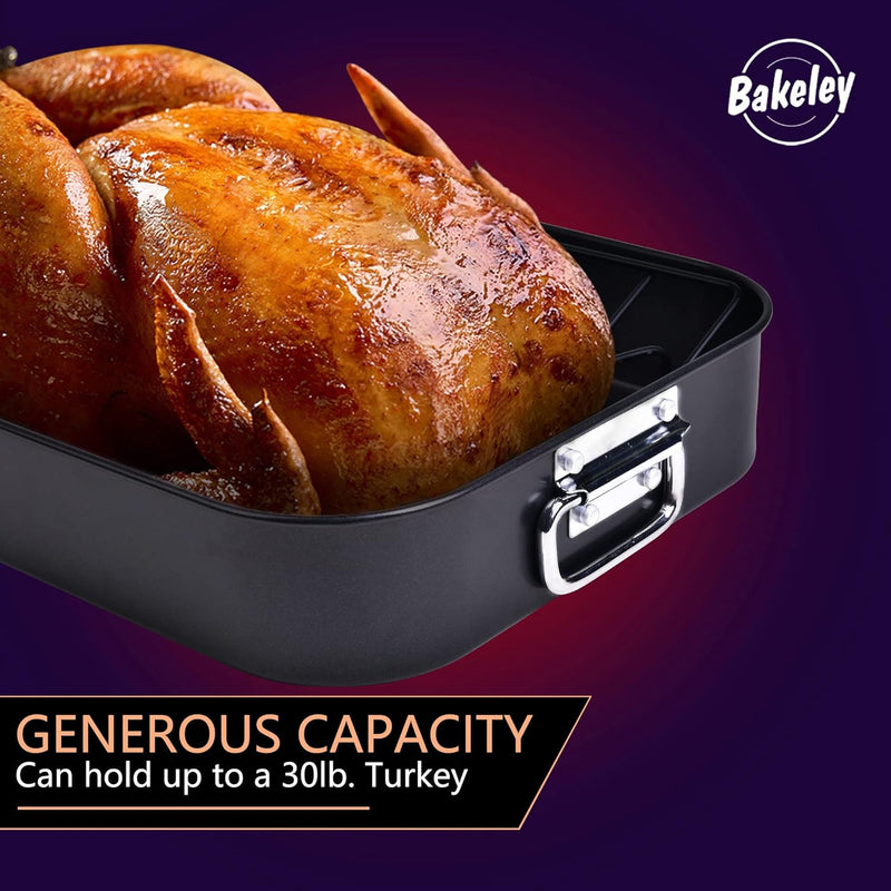 Roast Pan with Nonstick Rack for Turkey - 19x13 Black