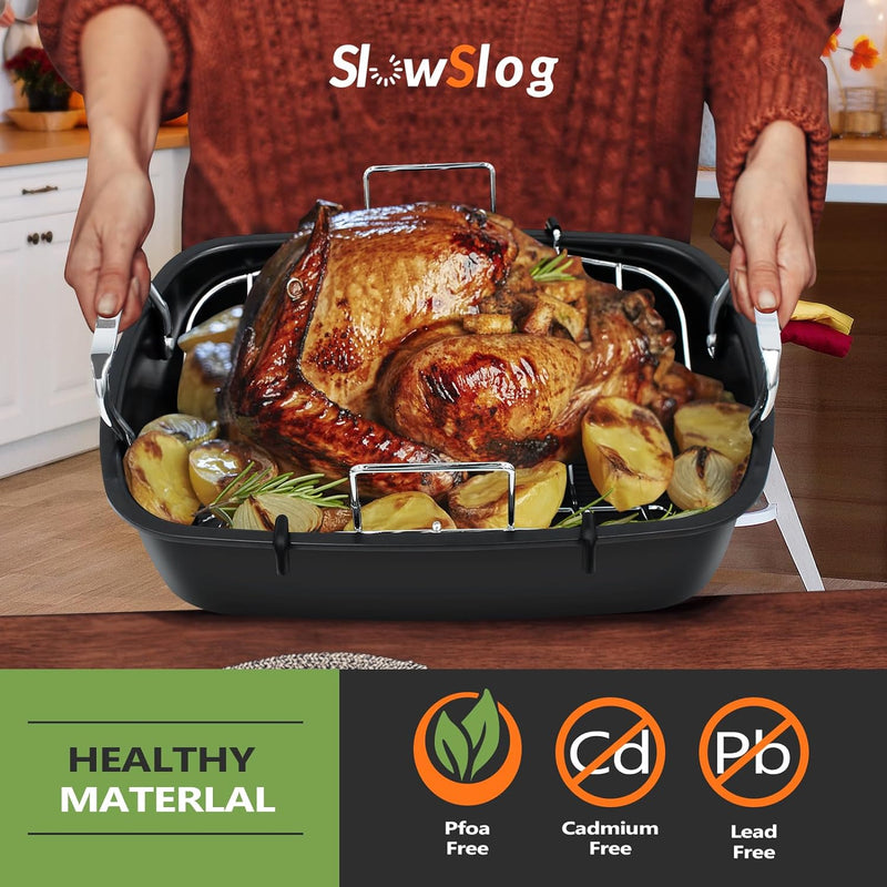 Nonstick Roasting Pan with Removable Rack - 17 x 13 Gold