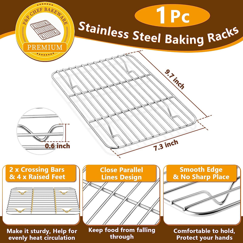 PP CHEF Baking Sheet and Rack Set - Stainless Steel 196 Cookie Sheet with Cooling Rack - Half Size - Dishwasher Safe