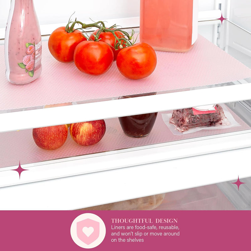 Paris Hilton Refrigerator Shelf Liners - 10-Piece Set in Pink - Food Grade BPA-Free Plastic - 177 x 114 - Reusable and Easy to Clean