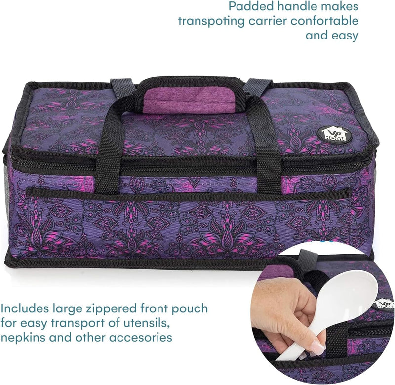 Double Casserole Travel Bag - Insulated Food Carrier for HotCold Dishes Heather Gray