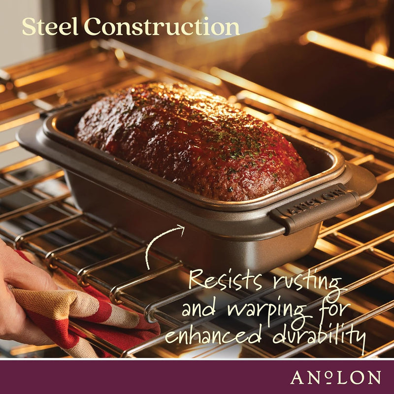 Anolon Advanced Nonstick MeatloafLoaf Pan Set with Grips and Insert - 2 Piece Gray