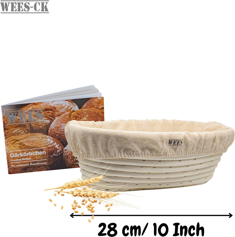 Handmade Bread Banneton Proofing Basket with Linen Cloth and User Guide