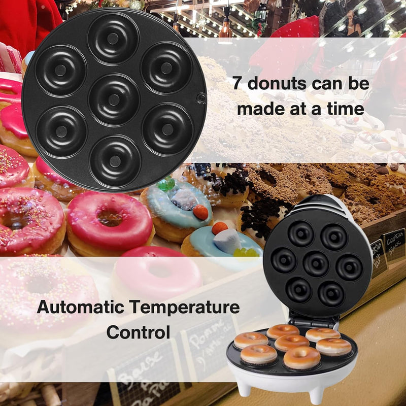 Portable Electric Mini Donut Maker with Non-Stick Double-Sided Heating for Home Breakfast  Snack Preparation