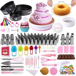 Cake Decorating Supplies Kit - DAFONSO 464 Pcs with Non-Slip Turntable Springform Pans Icing Tips Molds  Cups for Beginners  Cake Lovers