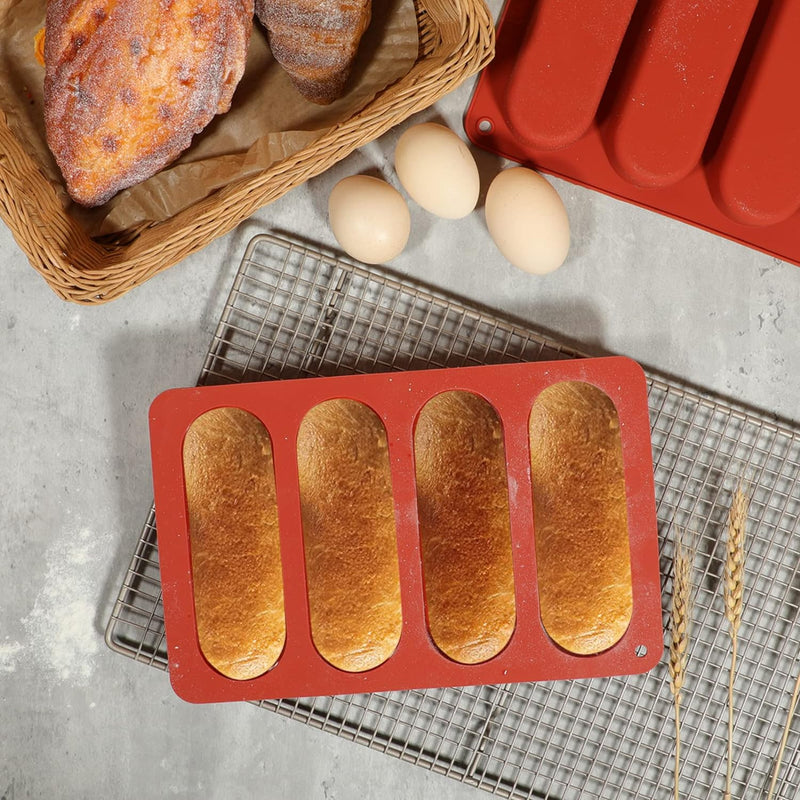 Corn Stick Bread Pan Set - 2 Silicone Molds for Baking Cornbread Sticks