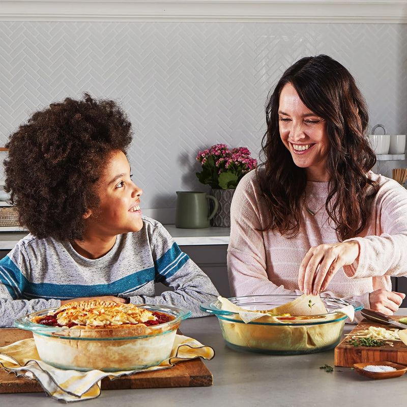 Pyrex Deep 2-Piece Glass Baking Dish Set - 95 Deep  Easy Grab - Dishwasher Microwave Freezer  Oven Safe