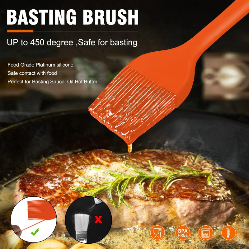 Walfos Silicone Basting Pastry Brush Set 2 Pcs - Heat Resistant for BBQ Baking  Cooking