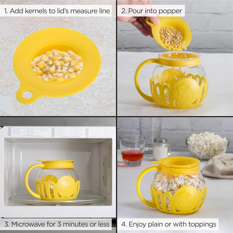 Ecolution Micro-Pop Microwave Popcorn Popper - Temperature Safe with 3-in-1 Lid BPA-Free Dishwasher Safe 15-Quart Pink