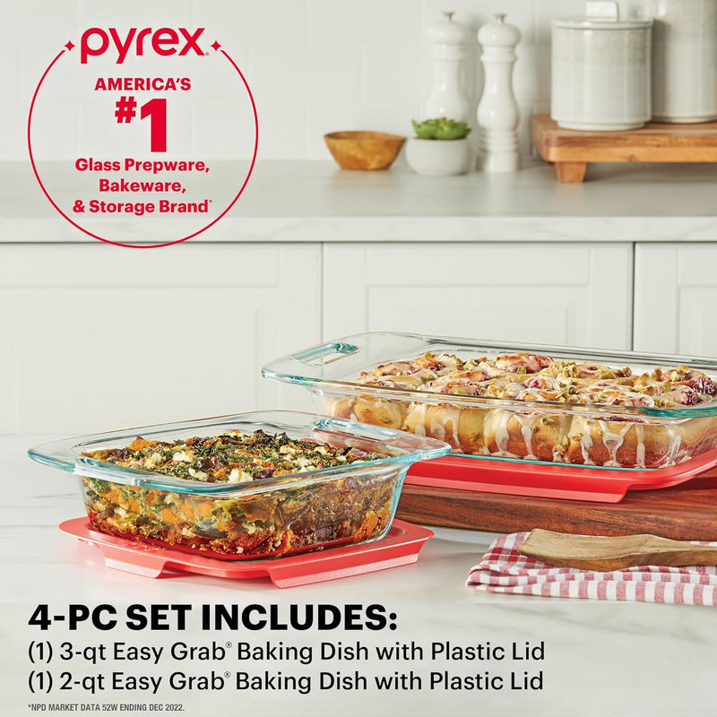 Pyrex Easy Grab 4-PC Extra Large Baking Set with Lids and Handles