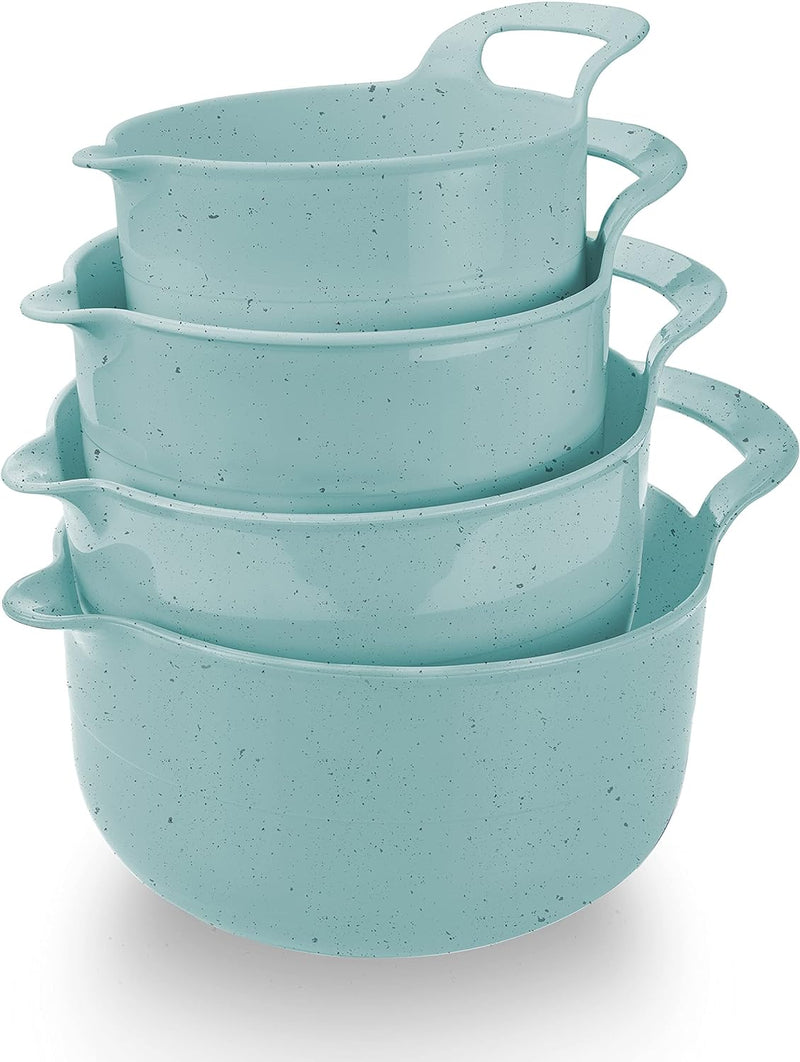 4-Piece Nesting Mixing Bowl Set - Blue Ombre - with Spouts and Handles