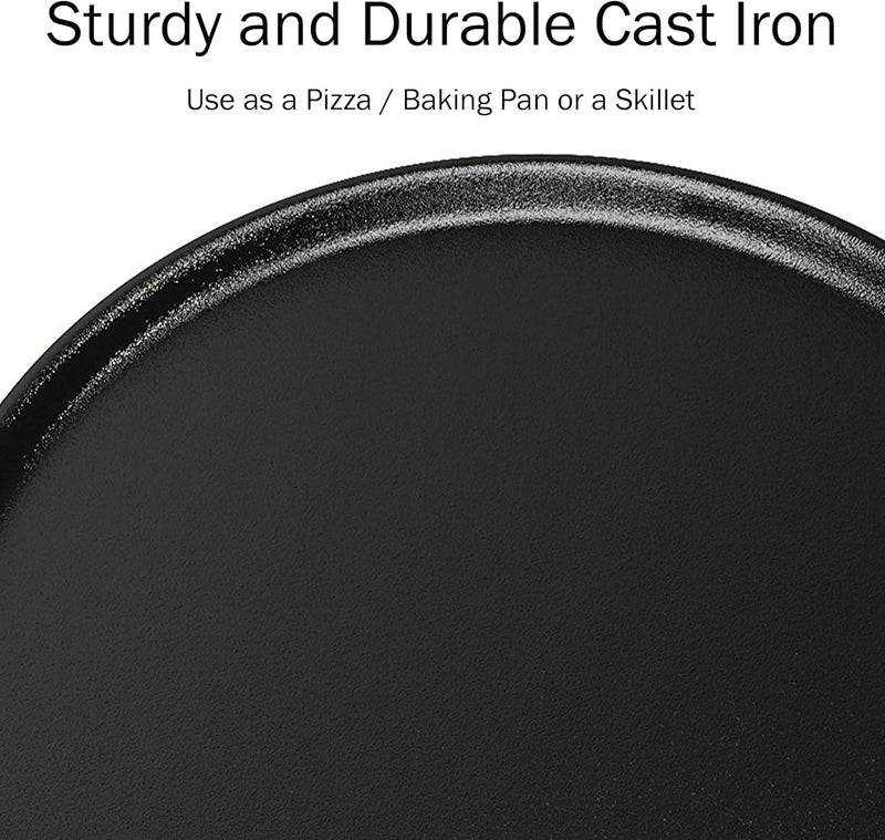 Home-Complete Cast Iron Pizza Pan-14 Skillet for Cooking Baking Grilling - Durable Versatile Kitchen Cookware