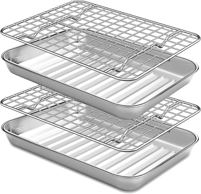 Terlulu Baking Sheet Set - Stainless Steel 2 Pans  2 Racks 16 with Cooling Rack