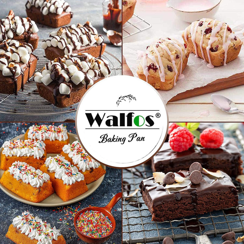 Walfos Silicone Mini Loaf Pan - 12 Cavities Non-Stick Food Grade - Ideal for Mini Bread Brownies Cornbread Cheesecake  Chocolate