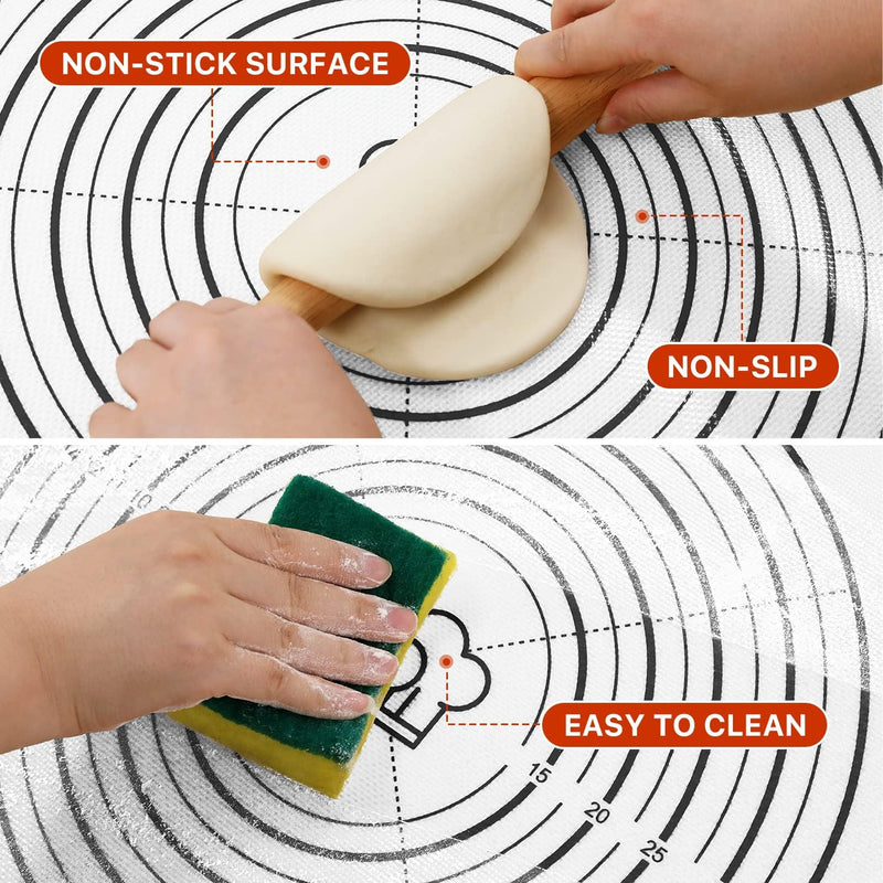 Extra Thick Silicone Baking Mat Non-Stick Large Sheet Mat with Measurement - Reusable for Baking and Dough Rolling