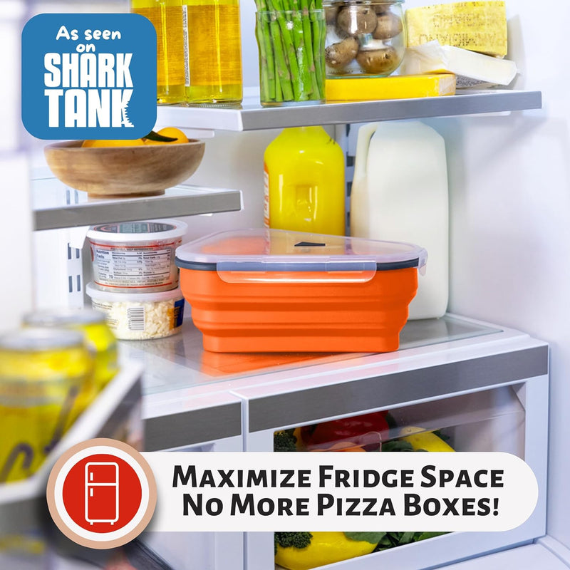 The Perfect Pizza Pack - Reusable Pizza Storage Container with 5 Microwavable Trays - BPA-Free Organizer for Space-Saving Red