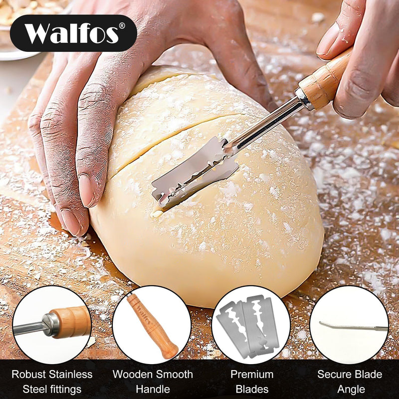 WALFOS 6-Pack Bread Basket Liner - 9 Round Banneton Cloth for Bread Proofing