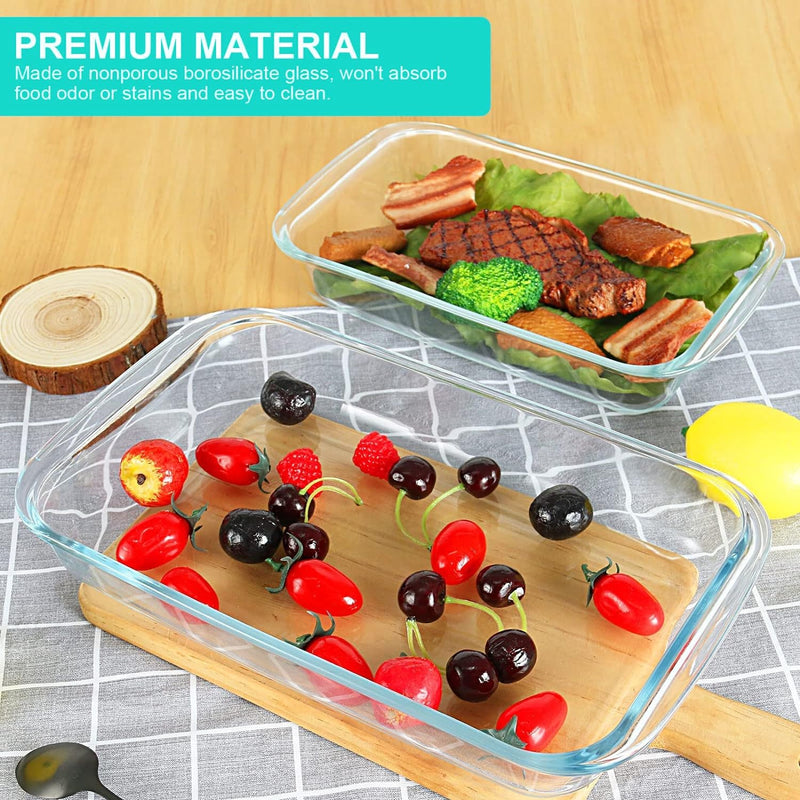 8-Piece Glass Baking Dish Set with Lids for Lasagna Leftovers and More - BPA Free and Fridge-to-Oven Safe