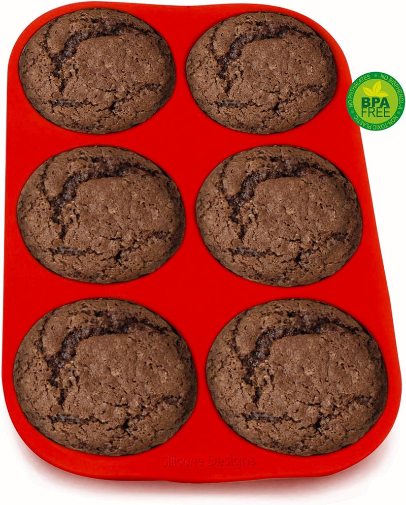 Silicone Muffin Pans - 6 Cup Jumbo Set of 2 Professional Use