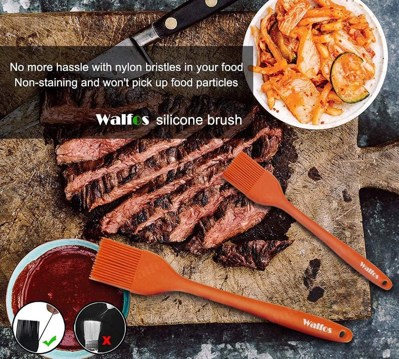 Walfos Silicone Basting Pastry Brush Set 2 Pcs - Heat Resistant for BBQ Baking  Cooking