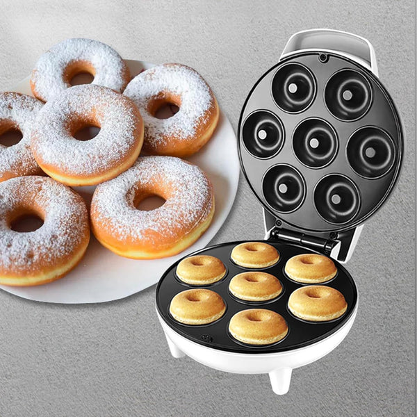 Non-Stick Mini Donut Maker - Makes 7 Doughnuts for Kid-Friendly Breakfast Snacks and Desserts - Home  Travel Use